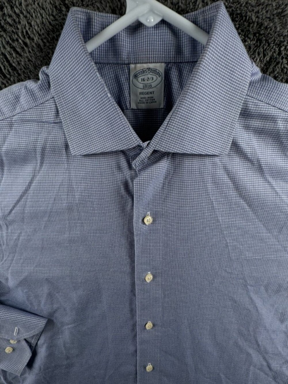 Brooks Brothers Long Sleeve Button Up Shirt Cotton Blue Check 16 32/33 Regent